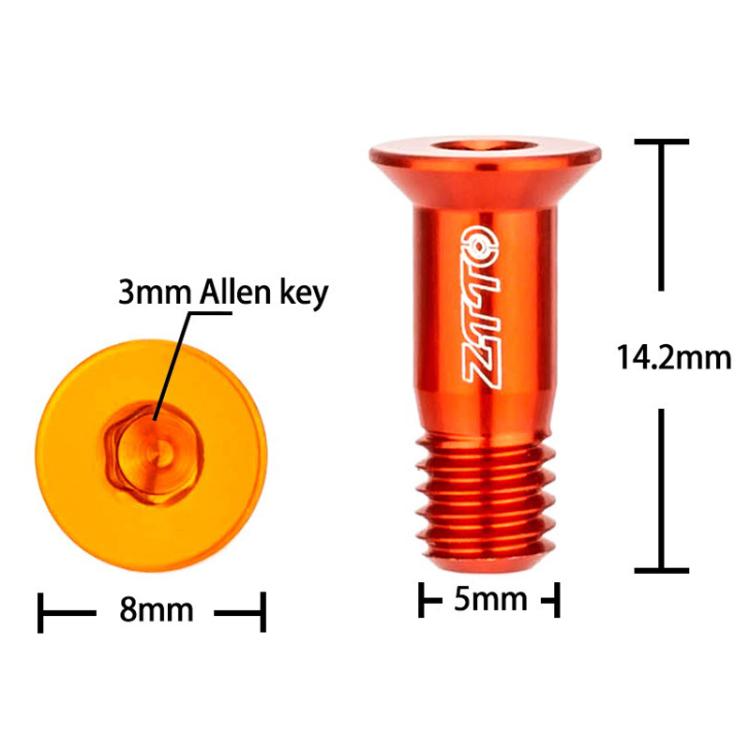 2pcs ZTTO Bicycle Rear Derailleur Sprocket Screws M5 Modified Road Mountain Derailleur Guide Wheel(Orange)