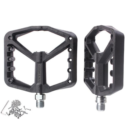 RACEWORK RK579 1pair Bicycle Wide Anti-slip Bearing Pedal Nylon Pedal(Black)