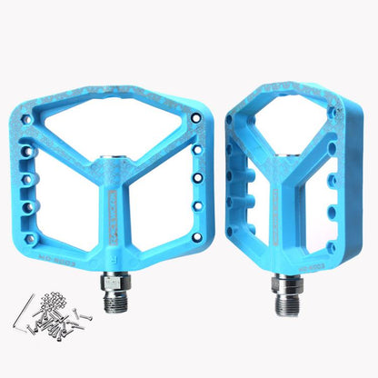 RACEWORK RK579 1pair Bicycle Wide Anti-slip Bearing Pedal Nylon Pedal(Blue)