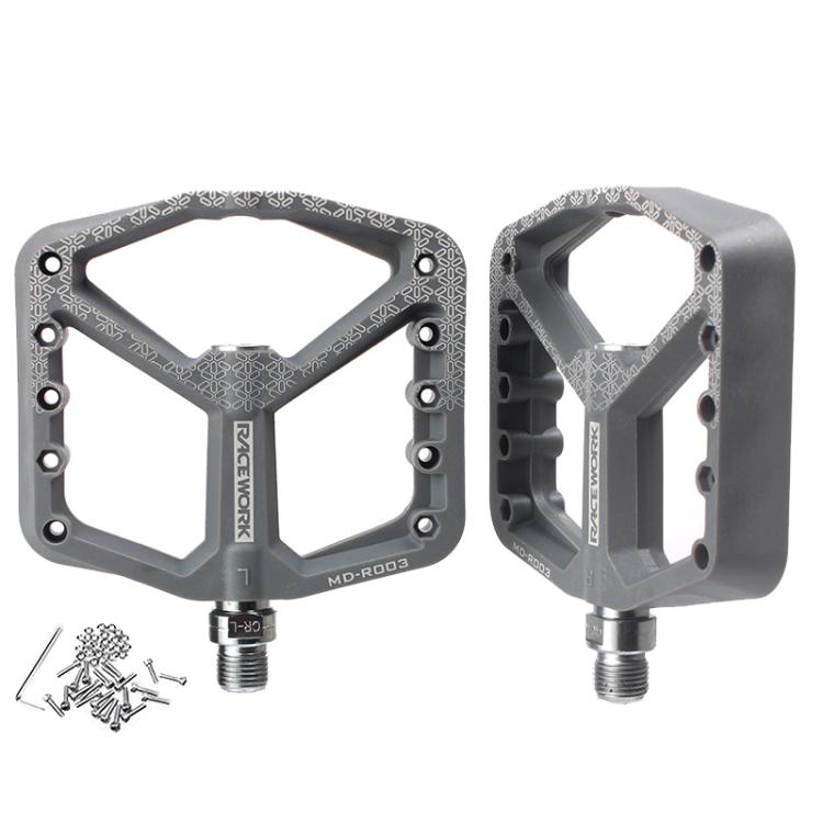 RACEWORK RK579 1 paire de pédales de vélo antidérapantes à roulement large en nylon (gris)