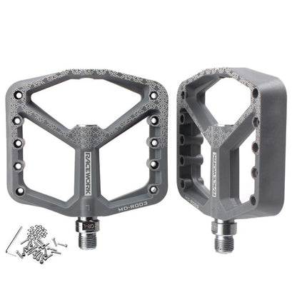 RACEWORK RK579 1 paire de pédales de vélo antidérapantes à roulement large en nylon (gris)