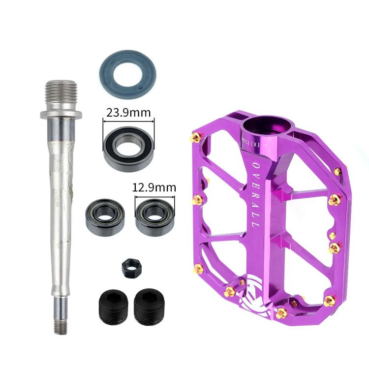 RACEWORK D029 CNC Triple Bearing Hollow Anti-slip Bicycle Pedals(Purple)