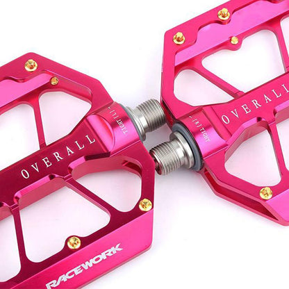 RACEWORK D029 CNC Triple Bearing Hollow Anti-slip Bicycle Pedals(Purple)