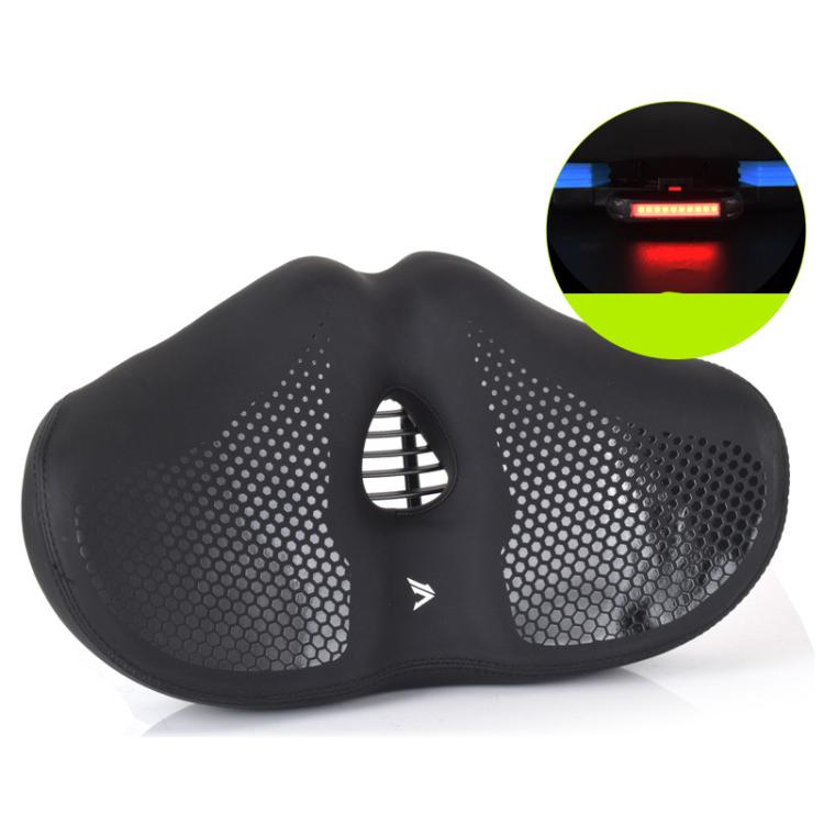 FMFXTRA Selle de vélo épaissie Selle en forme de VTT, Couleur : Noir+Feu arrière
