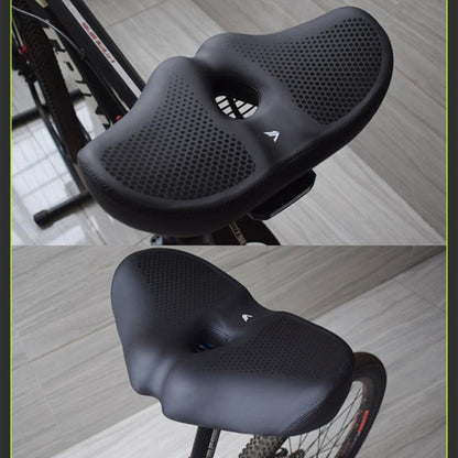 FMFXTRA Selle de vélo épaissie Selle en forme de VTT, Couleur : Noir+Feu arrière