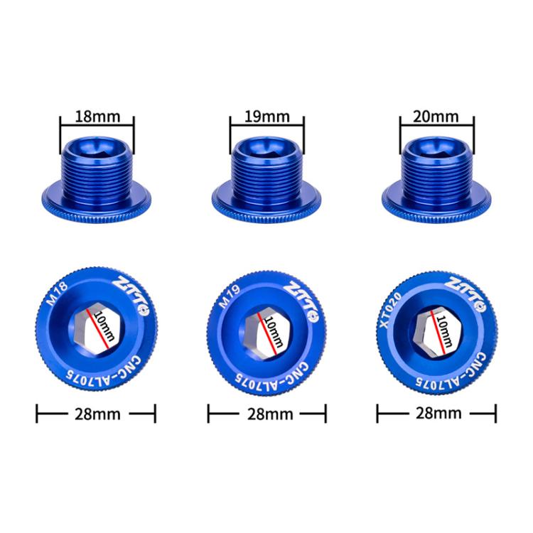 2pcs ZTTO Bicycle Aluminum Alloy Crank Cover Mountain Bike Crank Screws, Style: M19 Blue