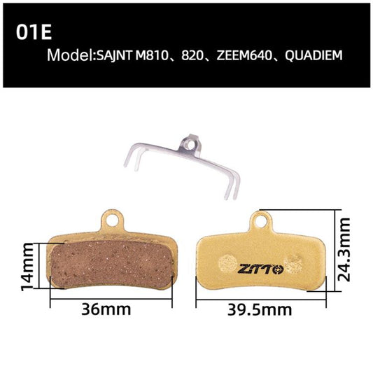 2 paires ZTTO Vélo de Montagne Plaquettes de Frein à Disque à Base de Cuivre Métal Complet, Modèle : MJ-01E