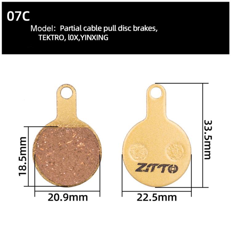2pairs ZTTO Mountain Bike Full Metal Copper Base Lining Oil Disc Block Brake Pad, Model: MJ-07C