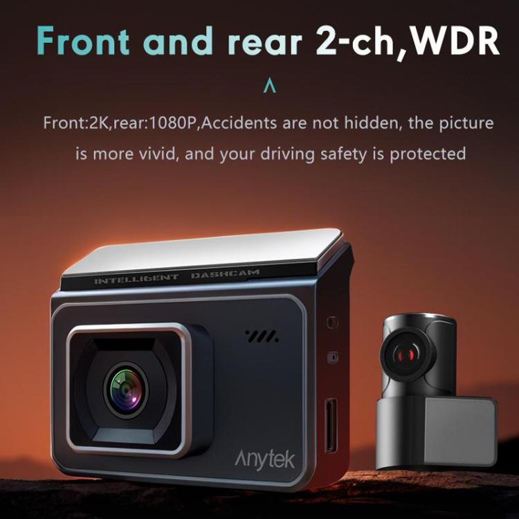 Anytek T2 PRO 3 pouces 2K HD Vision Nocturne Enregistreur Caméra de Voiture Cachée Double Enregistrement Avant et Arrière (Sans Mémoire)