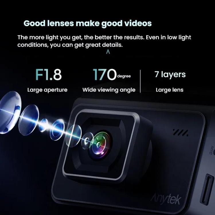 Anytek T2 PRO 3 pouces 2K HD Vision Nocturne Enregistreur Caméra de Voiture Cachée Double Enregistrement Avant et Arrière (Sans Mémoire)