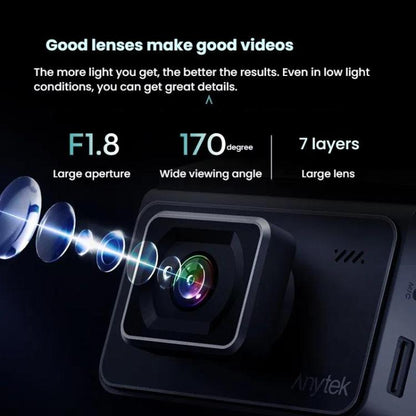 Anytek T2 PRO 3 pouces 2K HD Vision Nocturne Enregistreur Caméra de Voiture Cachée Double Enregistrement Avant et Arrière (Sans Mémoire)