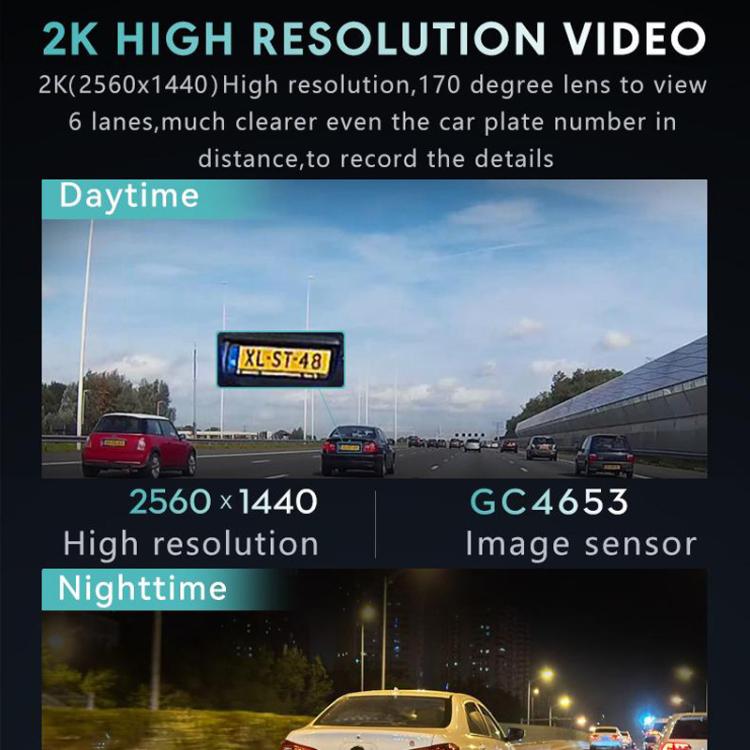 Anytek T2 PRO 3 pouces 2K HD Vision Nocturne Enregistreur Caméra de Voiture Cachée Double Enregistrement Avant et Arrière (Sans Mémoire)