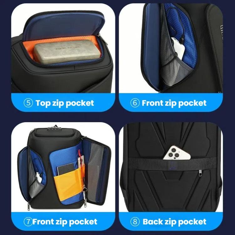 Wiersaam Men Anti-Theft Business Travel Backpack Water-Resistant Laptop Backpack With USB Charging Port(Black)