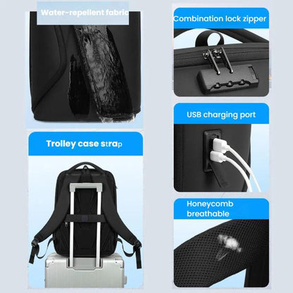 Wiersaam Men Anti-Theft Business Travel Backpack Water-Resistant Laptop Backpack With USB Charging Port(Gray)