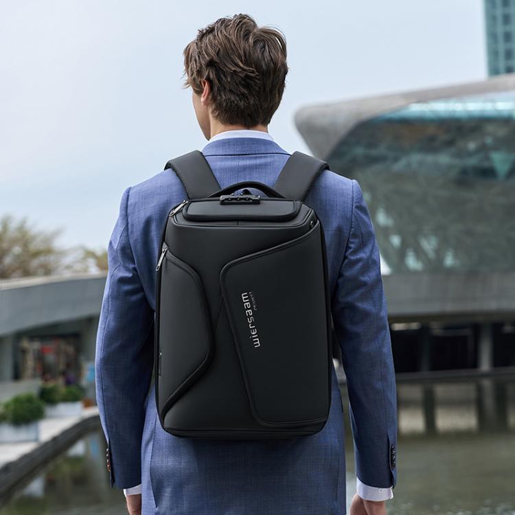 Wiersaam Men Anti-Theft Business Travel Backpack Water-Resistant Laptop Backpack With USB Charging Port(Black)