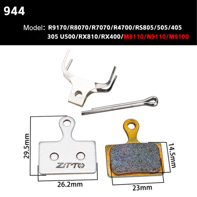 2pairs ZTTO Bicycle Metal Sintered Cable Mountain Road Bike Electrical Scooter Disc Brake Linings, Style: 944