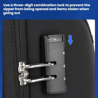 Wiersaam WY68173 Sac à dos d'affaires étanche antivol pour homme avec cadenas et ports USB (noir)