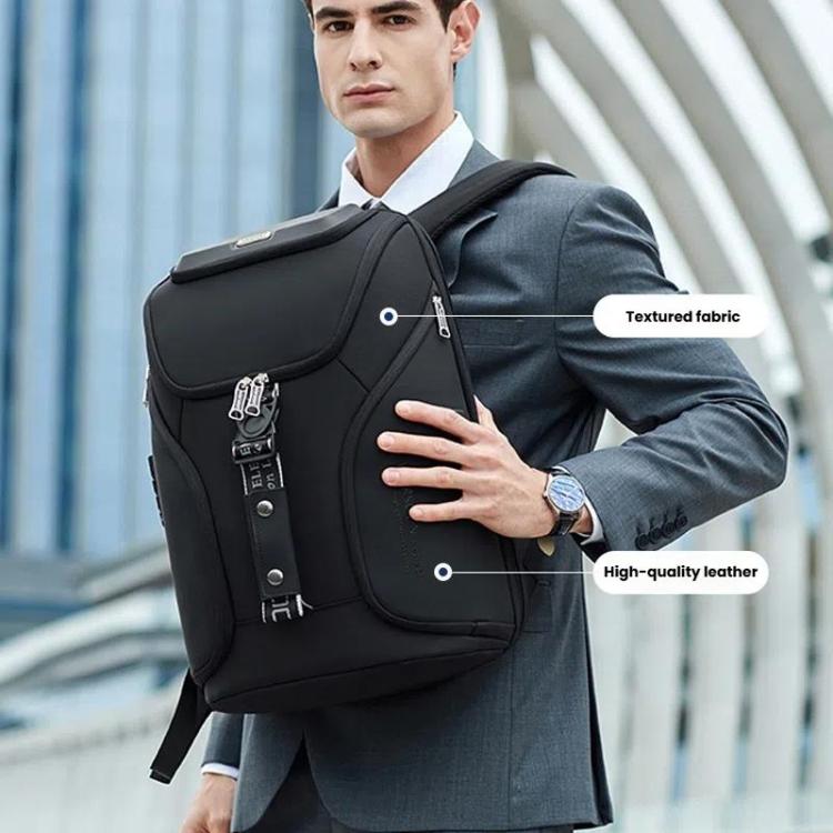 Wiersaam WY68173 Sac à dos d'affaires étanche antivol pour homme avec cadenas et ports USB (noir)