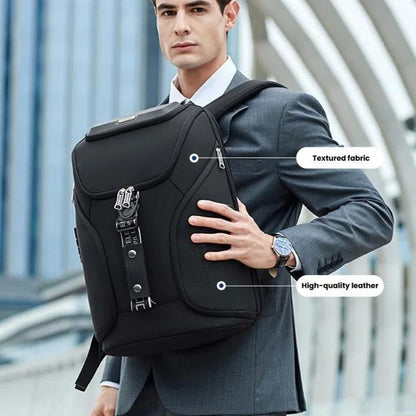 Wiersaam WY68173 Sac à dos d'affaires étanche antivol pour homme avec cadenas et ports USB (noir)