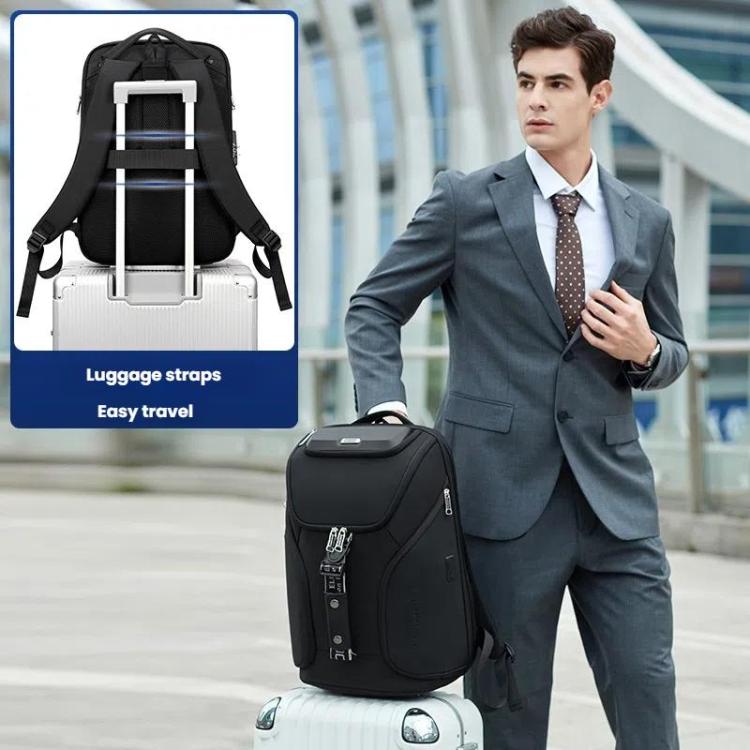 Wiersaam WY68173 Sac à dos d'affaires étanche antivol pour homme avec cadenas et ports USB (noir)