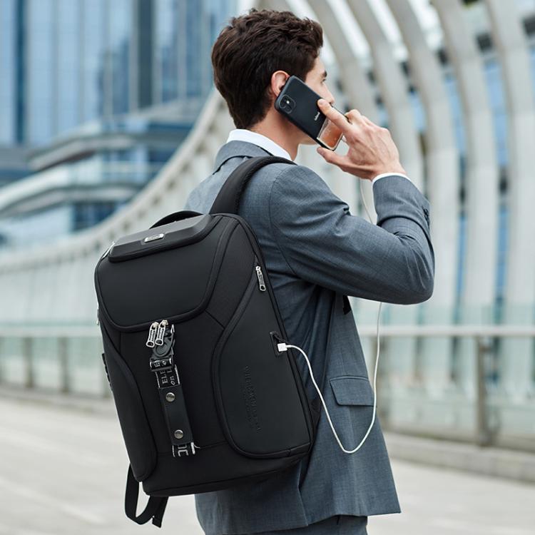 Wiersaam WY68173 Sac à dos d'affaires étanche antivol pour homme avec cadenas et ports USB (noir)