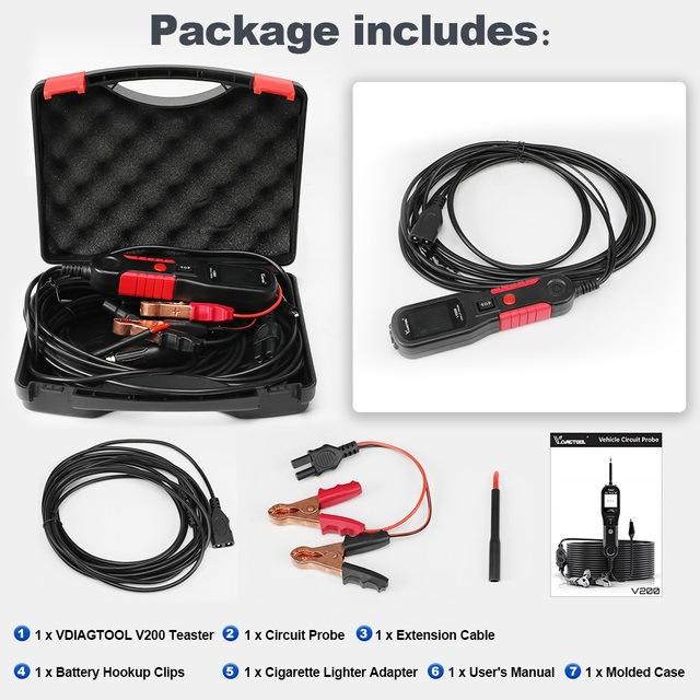 VDIAGTOOL 6-42V Automotive Circuit Tester(V200 Red)