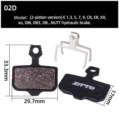 2pairs ZTTO Bicycle Disc Braking Pads Mountain Bike Semi-Metallic Resin Brake Pads, Model: MS-02D