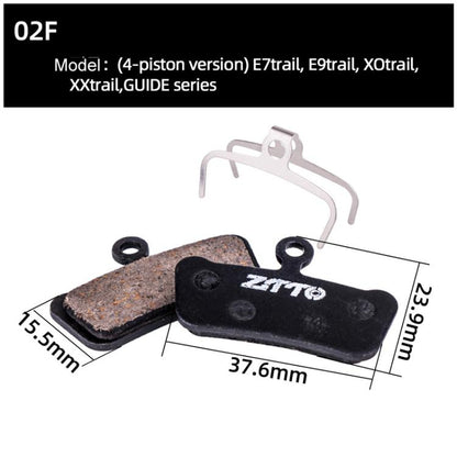 2pairs ZTTO Bicycle Disc Braking Pads Mountain Bike Semi-Metallic Resin Brake Pads, Model: MS-02F