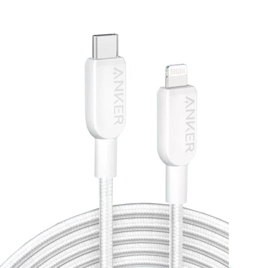 Câble tressé de charge rapide ANKER MFi Type-C vers 8 broches, couleur : blanc 0,9 m