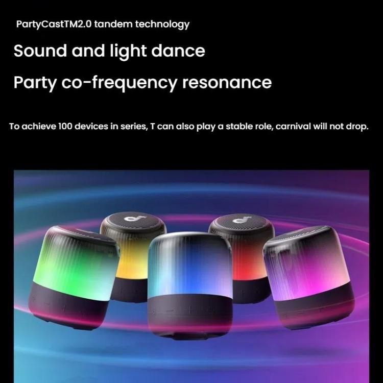ANKER A3136 Soundcore Glow Mini Neon Subwoofer Wireless Bluetooth Small Speaker(Black)