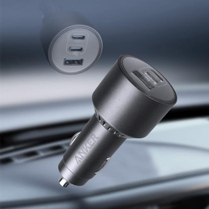 Chargeur de voiture ANKER A2737 167,5 W double port Type-C+UAB-A 3 ports pour téléphone portable PD charge rapide (Gris argent)