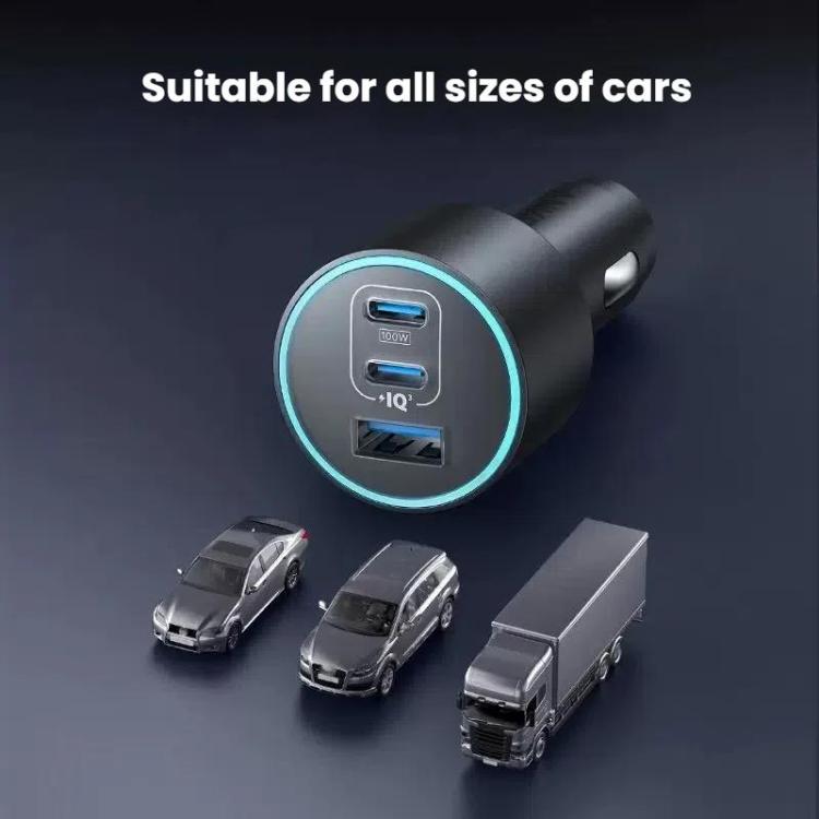 Chargeur de voiture ANKER A2737 167,5 W double port Type-C+UAB-A 3 ports pour téléphone portable PD charge rapide (Gris argent)