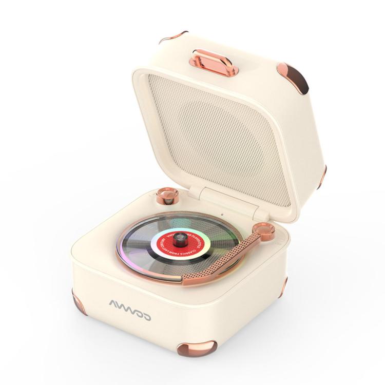 AVWOO A17 Mini Colorful Light Retro Gramophone Bluetooth Speaker(White)