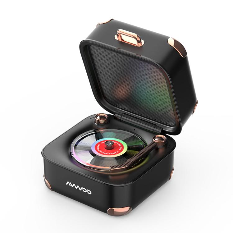 AVWOO A17 Mini Colorful Light Retro Gramophone Bluetooth Speaker(Black)