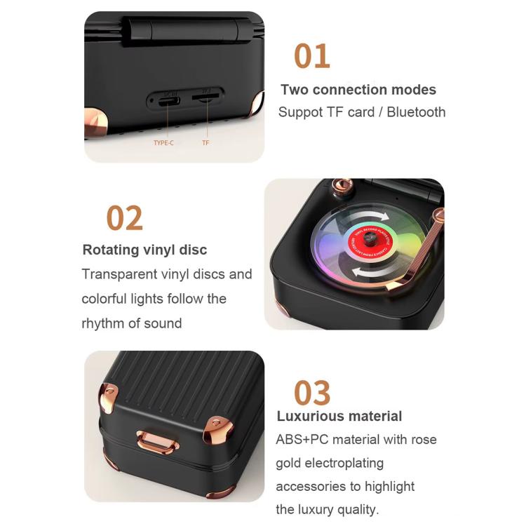 AVWOO A17 Mini Colorful Light Retro Gramophone Bluetooth Speaker(White)