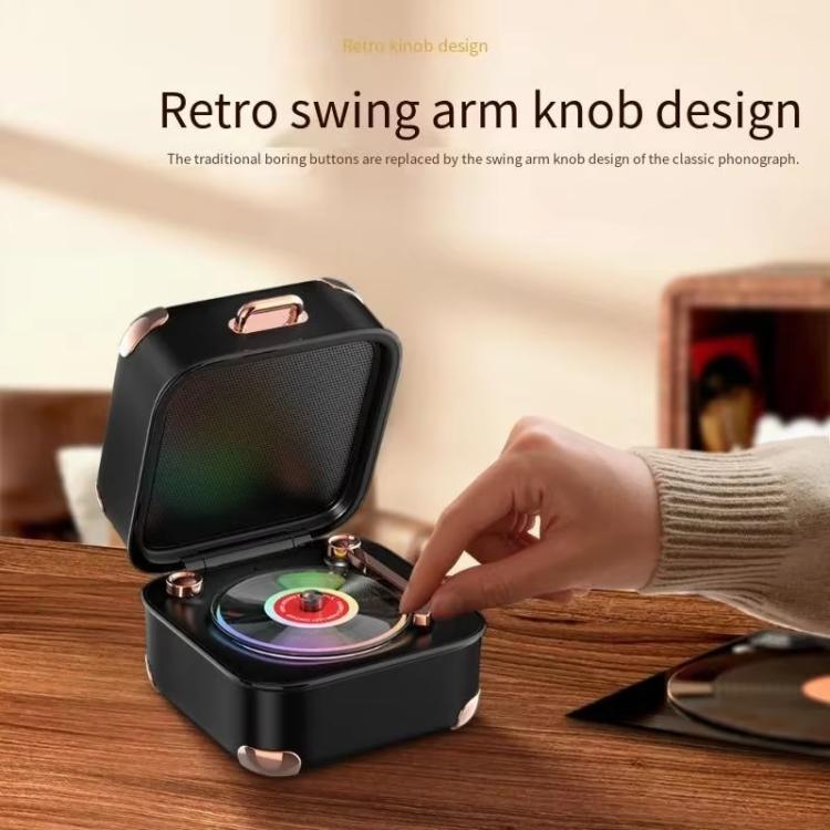 AVWOO A17 Mini Colorful Light Retro Gramophone Bluetooth Speaker(Black)