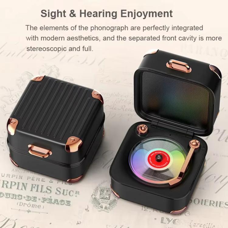 AVWOO A17 Mini Colorful Light Retro Gramophone Bluetooth Speaker(Black)