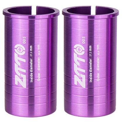 27.2-30.8mm 005 2pcs ZTTO Bicycle Seat Post Conversion Sleeve Reducer Cover(Purple)