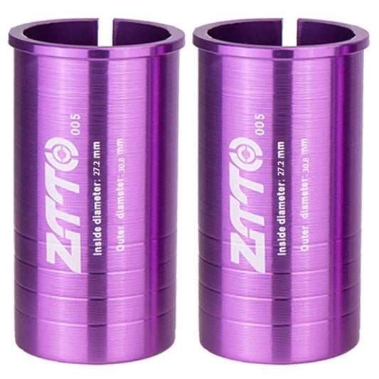 27,2-30,8 mm 005 2 pièces Manchon de conversion de tige de selle de vélo ZTTO Réducteur de couvercle (Violet)