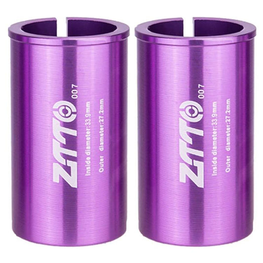 27,2-33,9 mm 007 2 pcs ZTTO Manchon de conversion de tige de selle de vélo Réducteur de couvercle (violet)