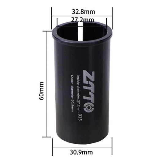 Tige de selle de vélo ZTTO, manchon de conversion, réducteur de couvercle, 27,2-30,9 mm, 013, 2 pièces (noir)