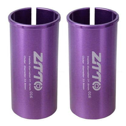 Manchon de conversion de tige de selle de vélo ZTTO 31,6-33,9 mm 016 2 pièces, cache réducteur (violet)
