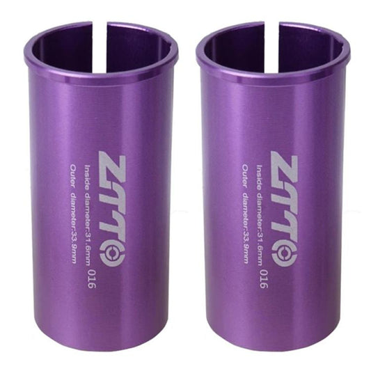 Manchon de conversion de tige de selle de vélo ZTTO 31,6-33,9 mm 016 2 pièces, cache réducteur (violet)