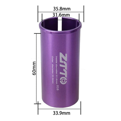 Manchon de conversion de tige de selle de vélo ZTTO 31,6-33,9 mm 016 2 pièces, cache réducteur (violet)