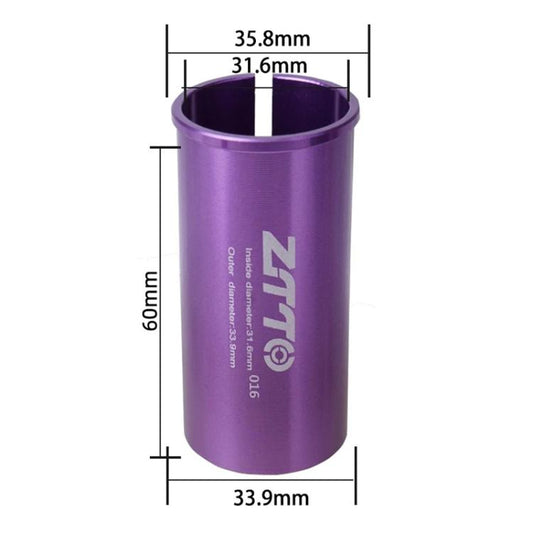 Manchon de conversion de tige de selle de vélo ZTTO 31,6-33,9 mm 016 2 pièces, cache réducteur (violet)