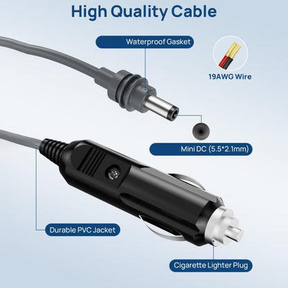EDUP EP-SK0101 2m Mini Car Charger Cigarette Lighter To DC5.5 x 2.1mm Car Waterproof Power Cable