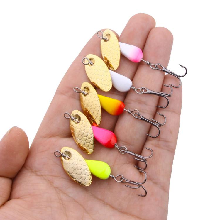 5colors / Box HENGJIA Single Hook Sequins Road Runner Bait Fishing False Lures(6CM-6.8G)