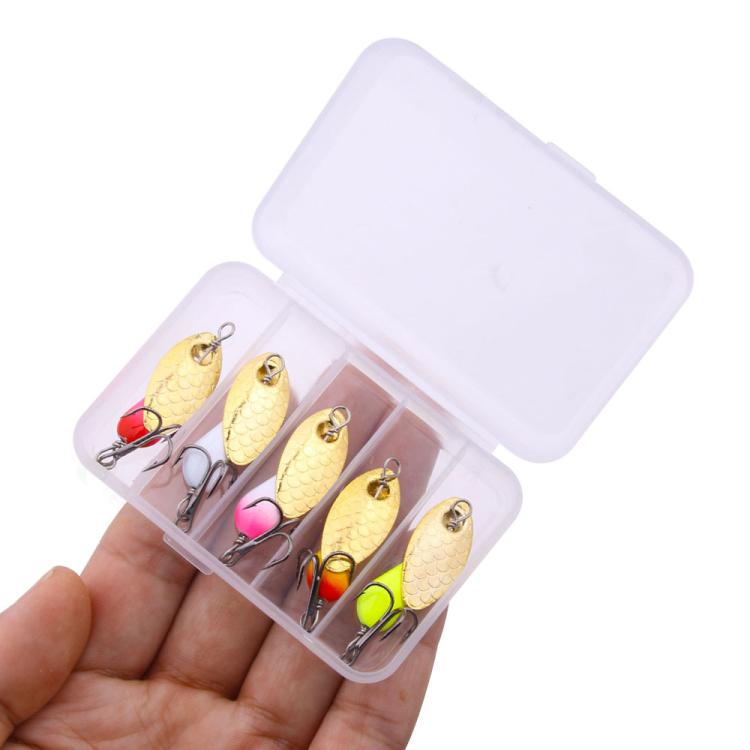 5colors / Box HENGJIA Single Hook Sequins Road Runner Bait Fishing False Lures(6CM-6.8G)