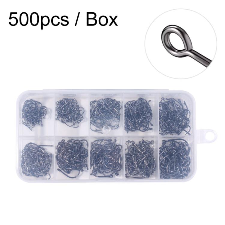 500pcs / Box HENGJIA FH032 3-12# Outdoor Fishing Single Hook With Ring