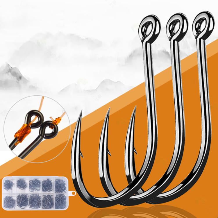 500pcs / Box HENGJIA FH032 3-12# Outdoor Fishing Single Hook With Ring